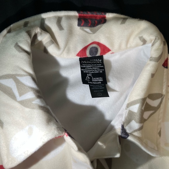 Princess Mononoke Fleece Shirt Jacket Women's XL Beige San's Mask Anime 1997 - Picture 2 of 13